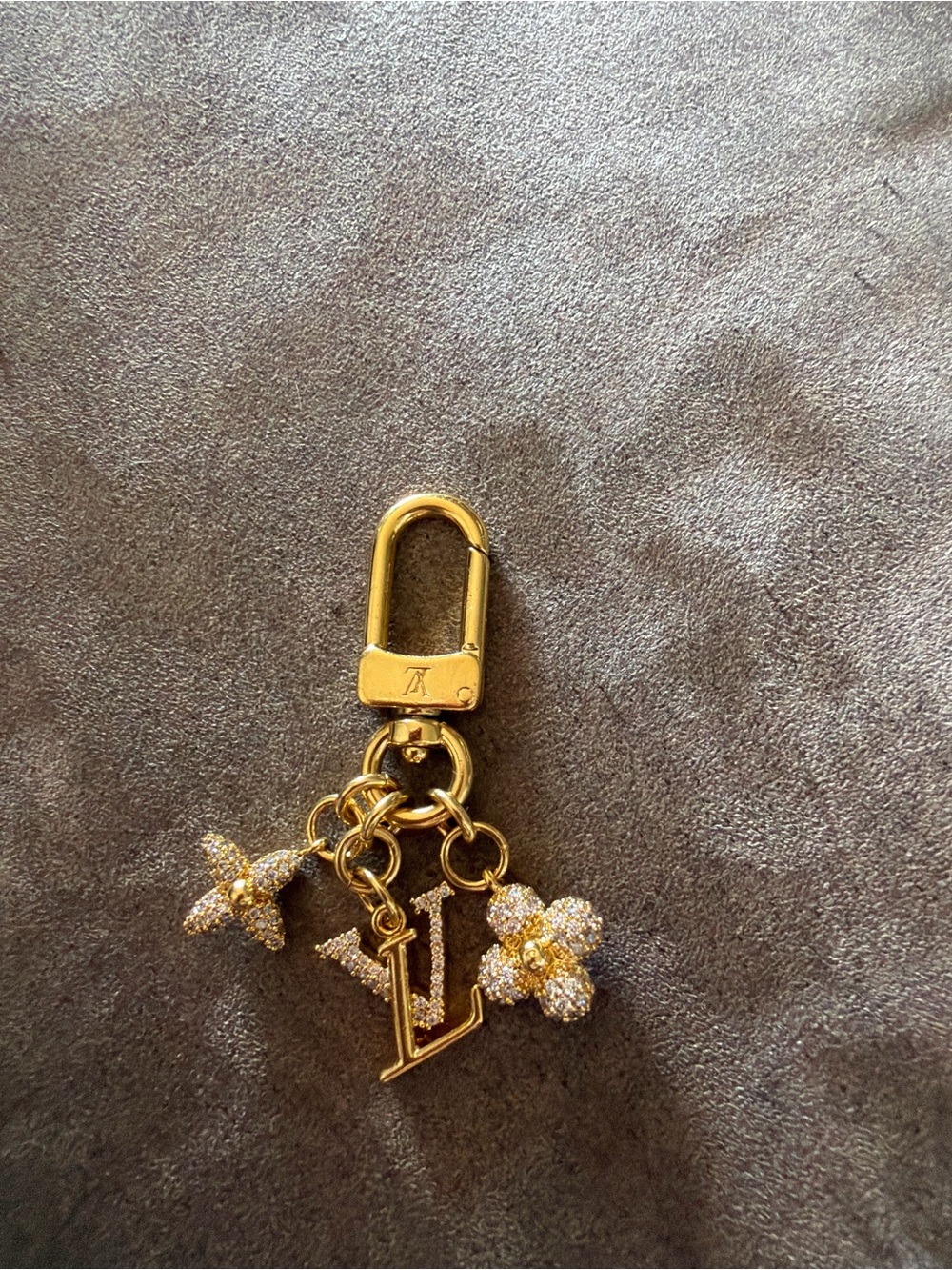 Louis Vuitton Gold-tone Crystal LV Flower Charm Key Holder